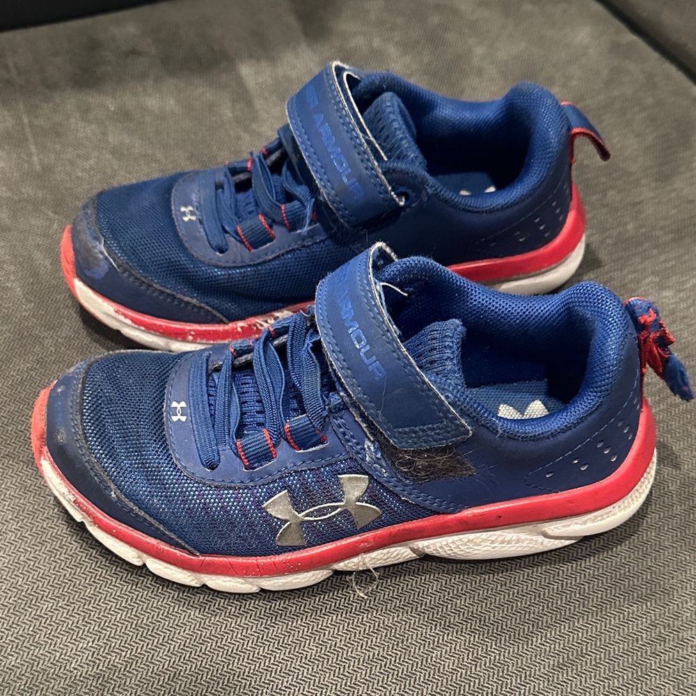 Under Armour Kids Navy and Crimson Sneakers